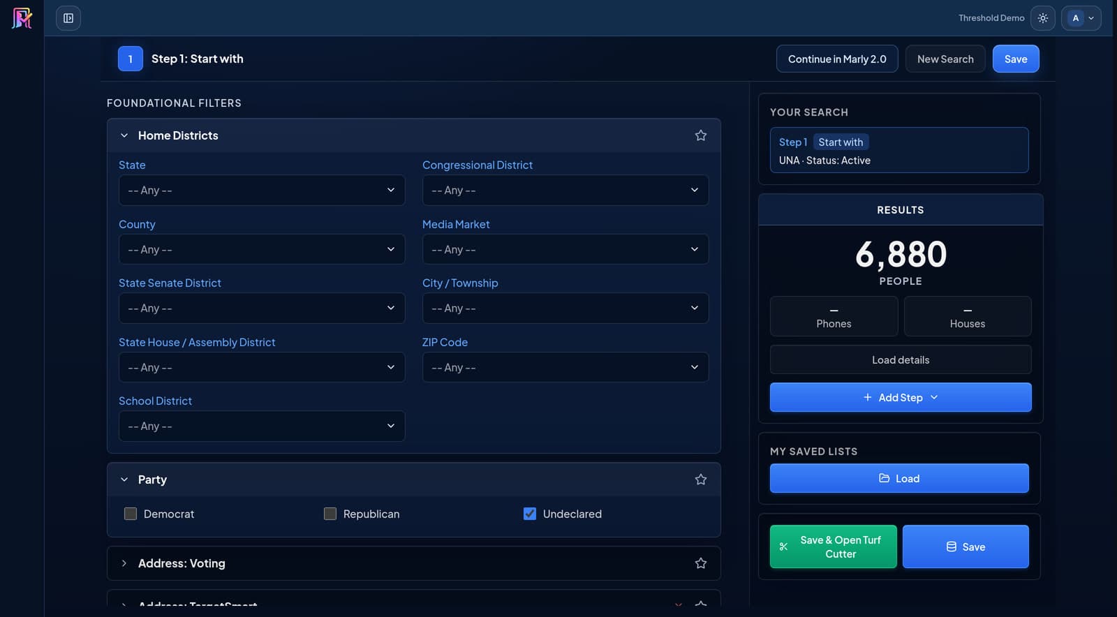 Manual list building and voter targeting